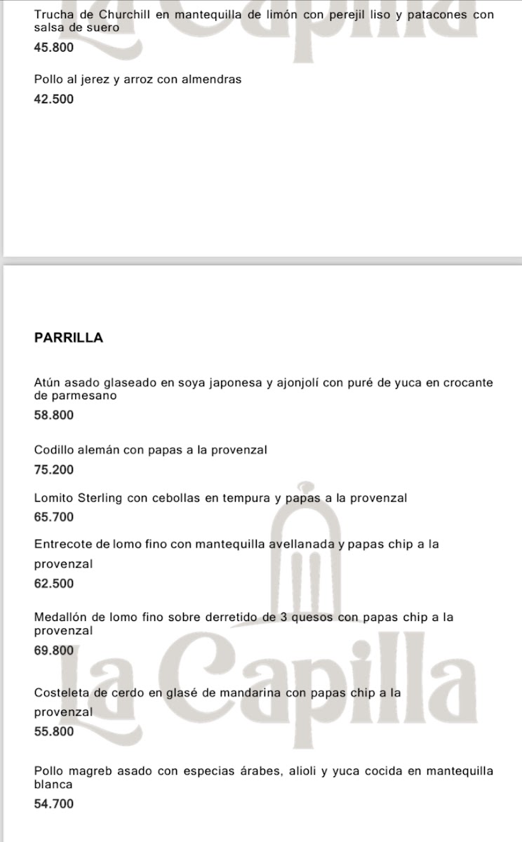 Restaurante La Capilla Photo Menu 10