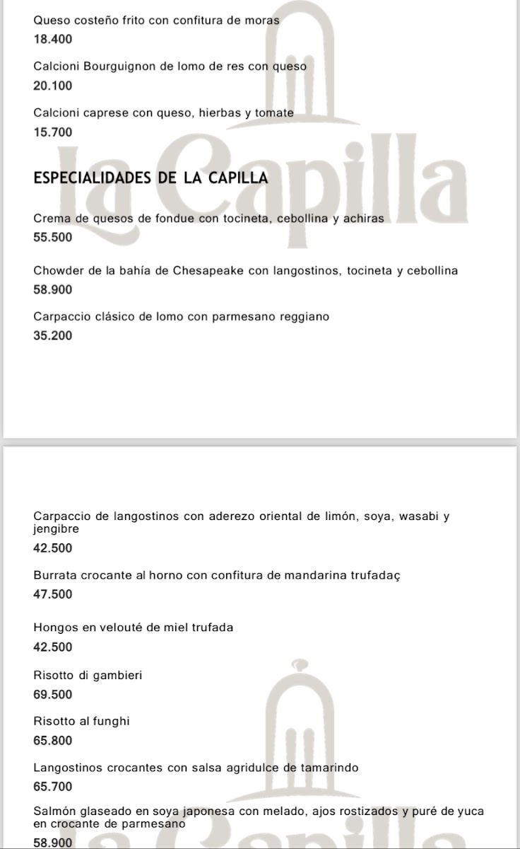 Restaurante La Capilla Photo Menu 9