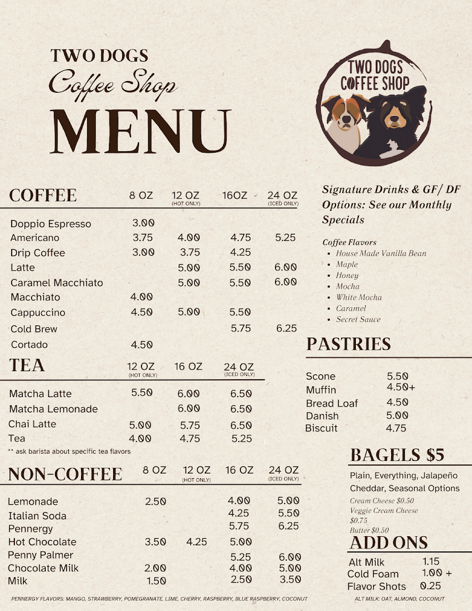 Two Dogs Coffee Shop Photo Menu 1