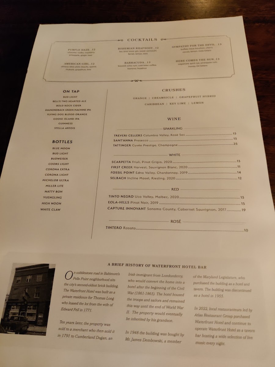Waterfront Hotel Photo Menu 3