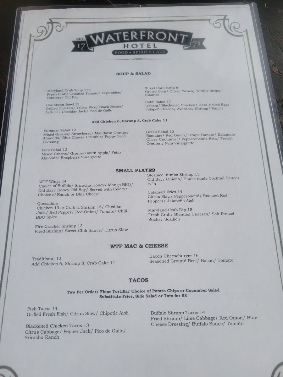 Waterfront Hotel Photo Menu 5