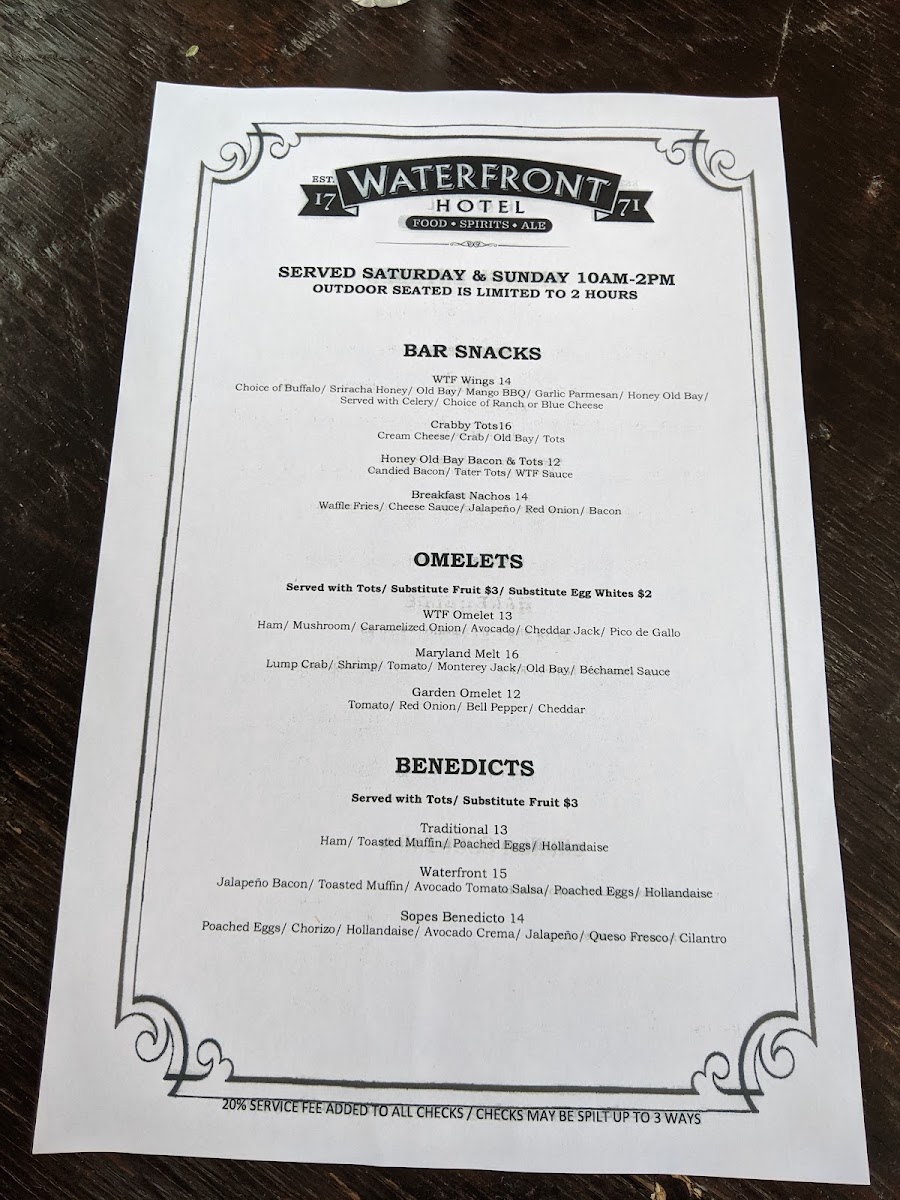 Waterfront Hotel Photo Menu 8