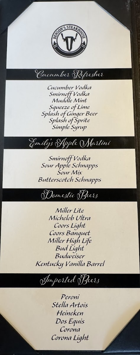 Benson’s Steakhouse Photo Menu 7