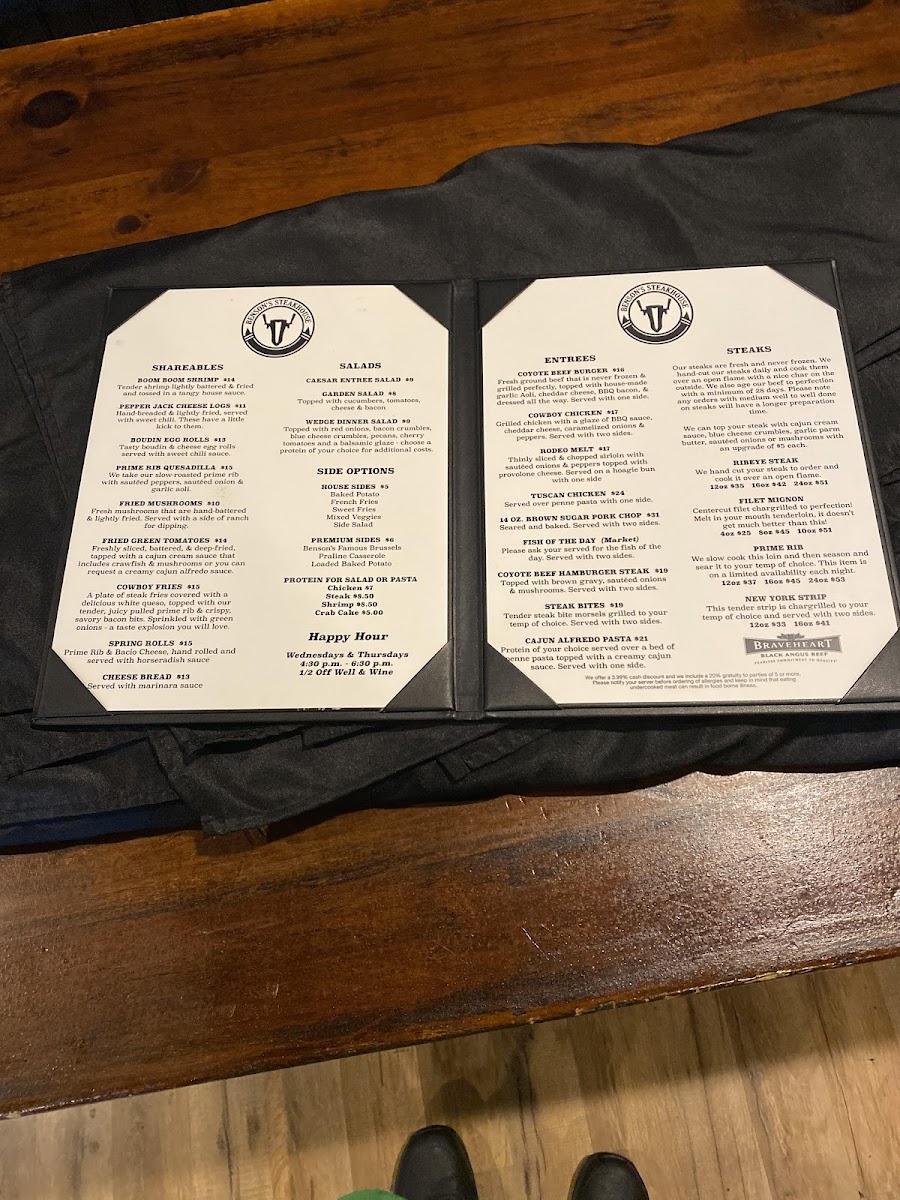 Benson’s Steakhouse Photo Menu 9