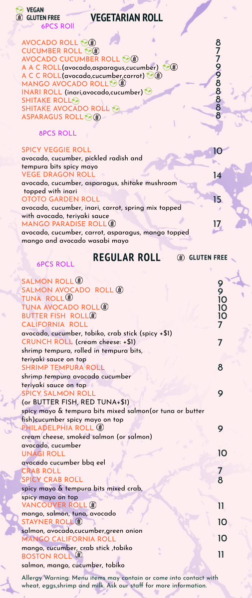 Ototo Sushi Photo Menu 2