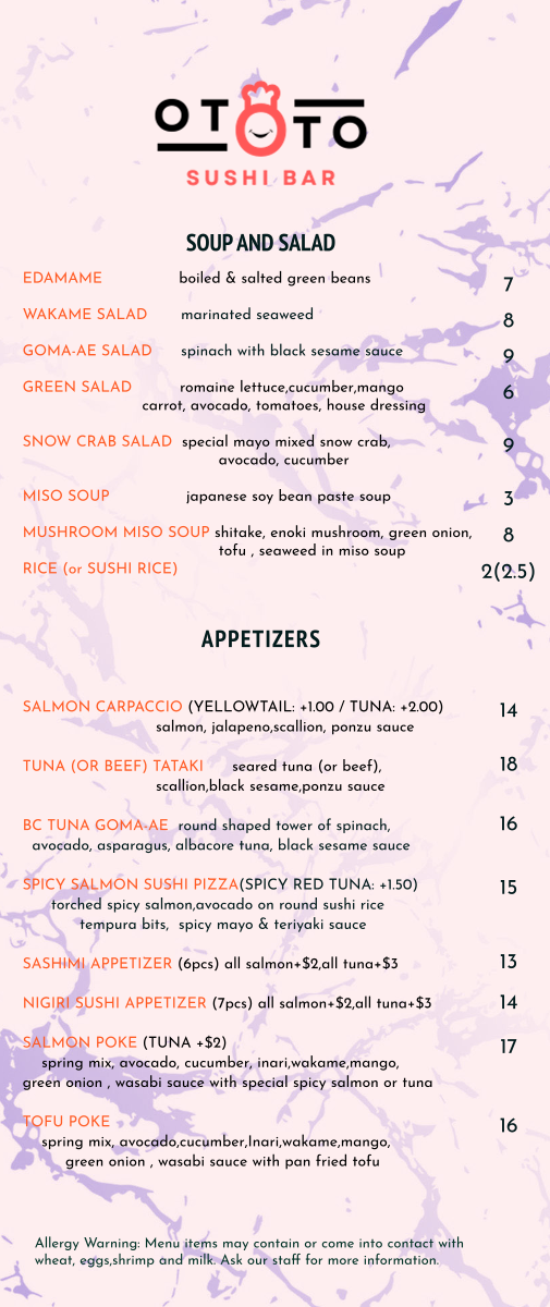 Ototo Sushi Photo Menu 3