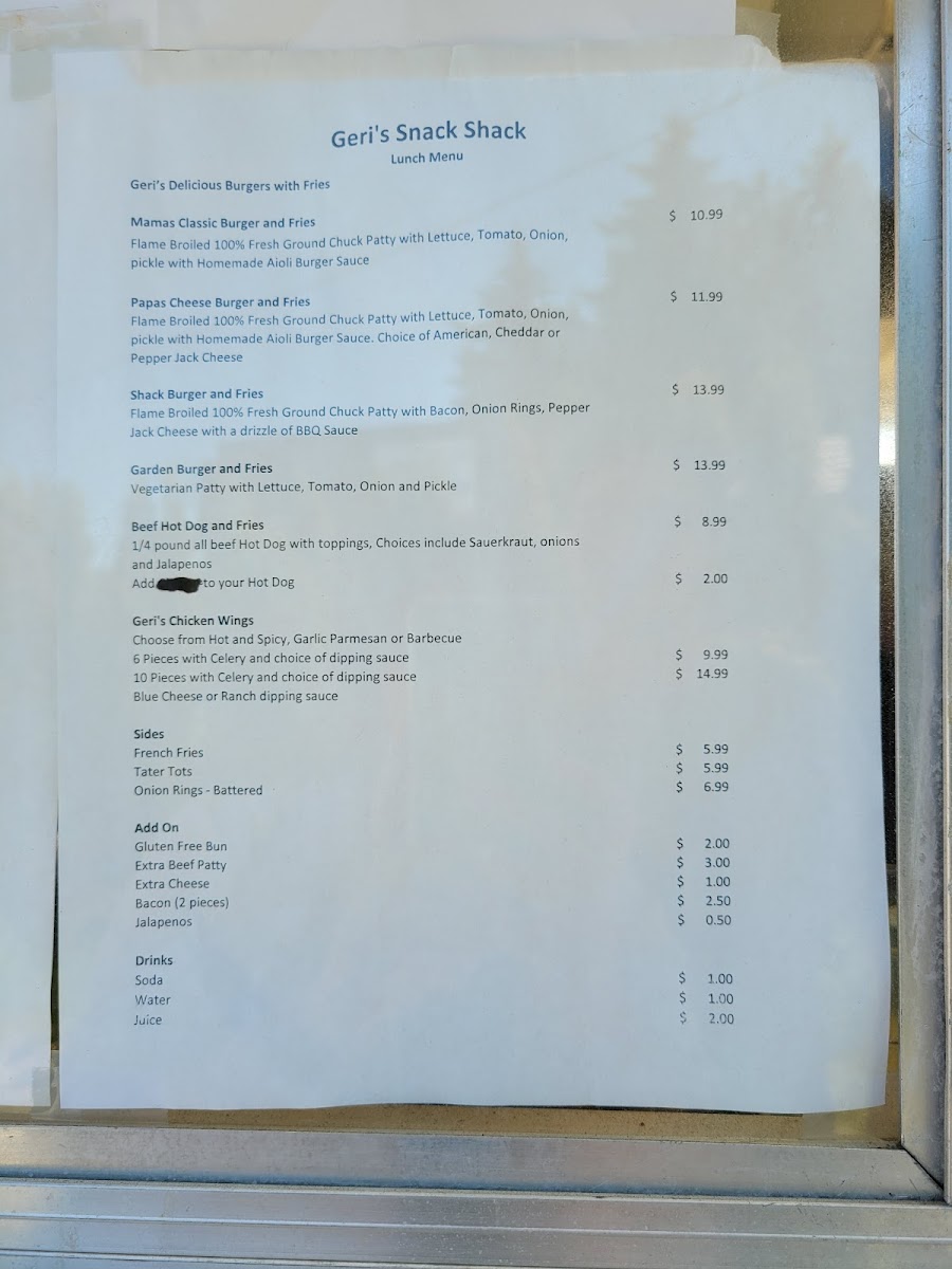 Geri's Snack Shack Photo Menu 3
