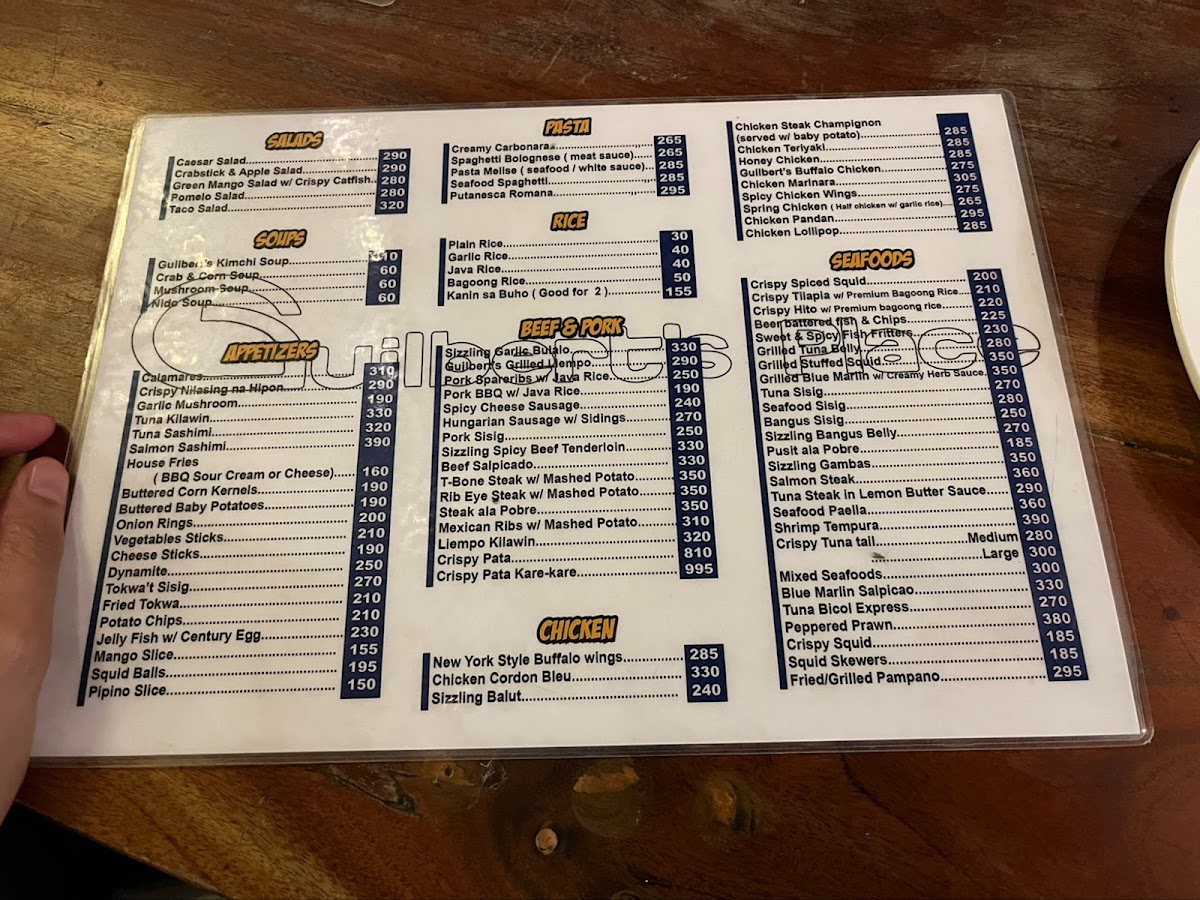 Guilbert's Place Baliuag Photo Menu 2