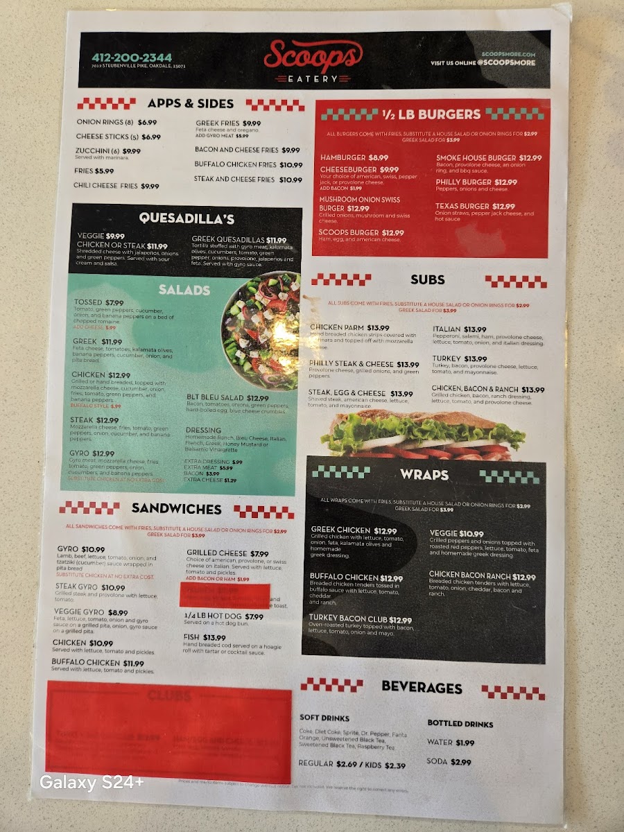 Scoops & More Eatery Photo Menu 2