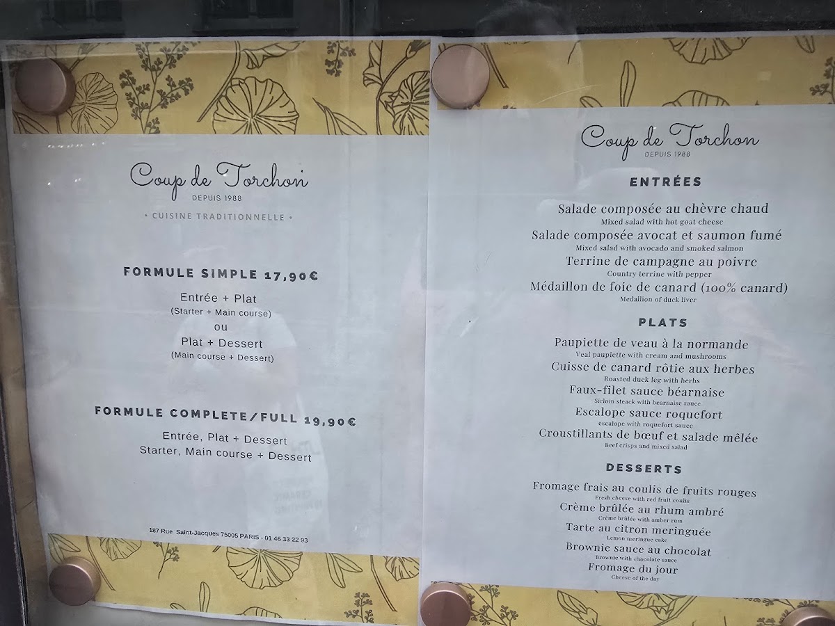 Le Coup de Torchon Photo Menu 1
