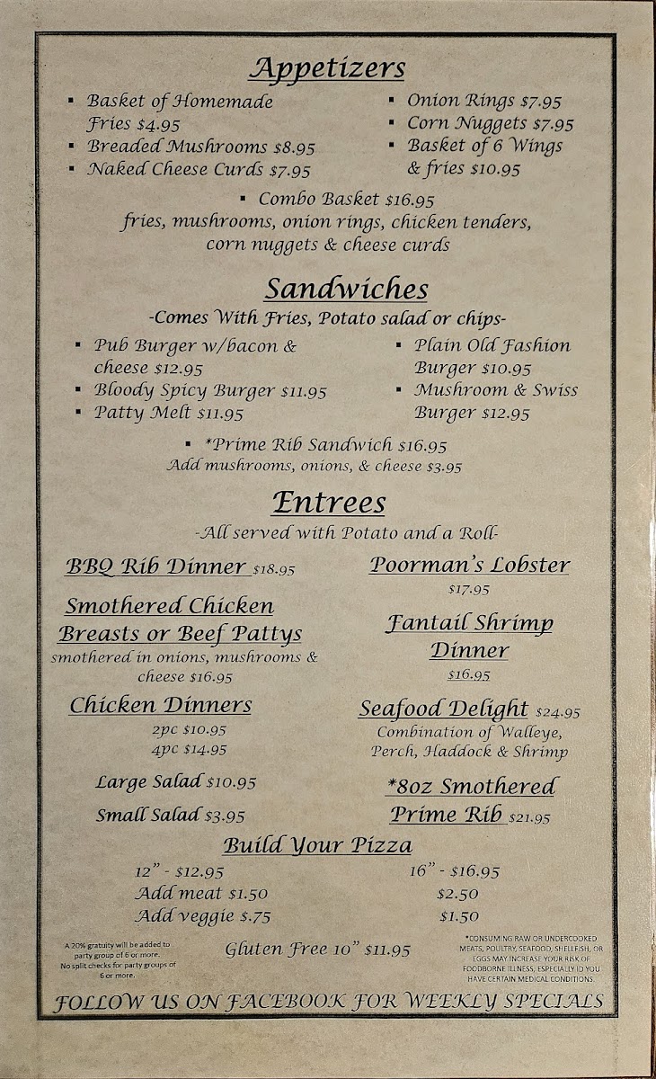 Quinn's Pub Grill Banquet Hall Photo Menu 1