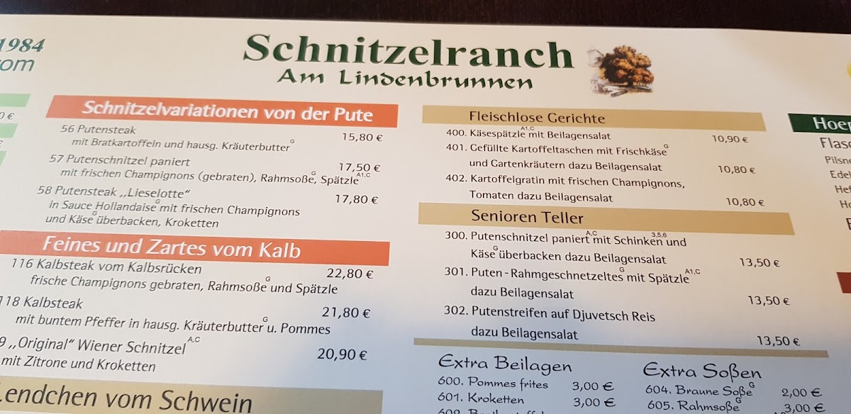 Schnitzelranch Am Lindenbrunnen Photo Menu 2