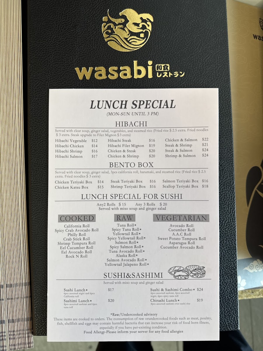 Wasabi Hibachi Sushi Bar Photo Menu 5