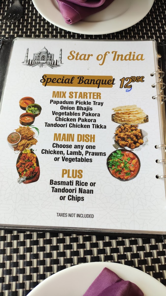 Star of India Photo Menu 1