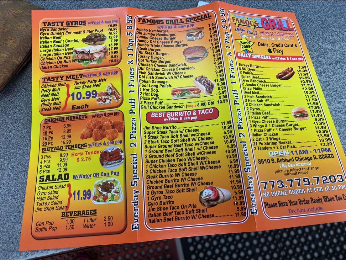 Famous Grill Photo Menu 4