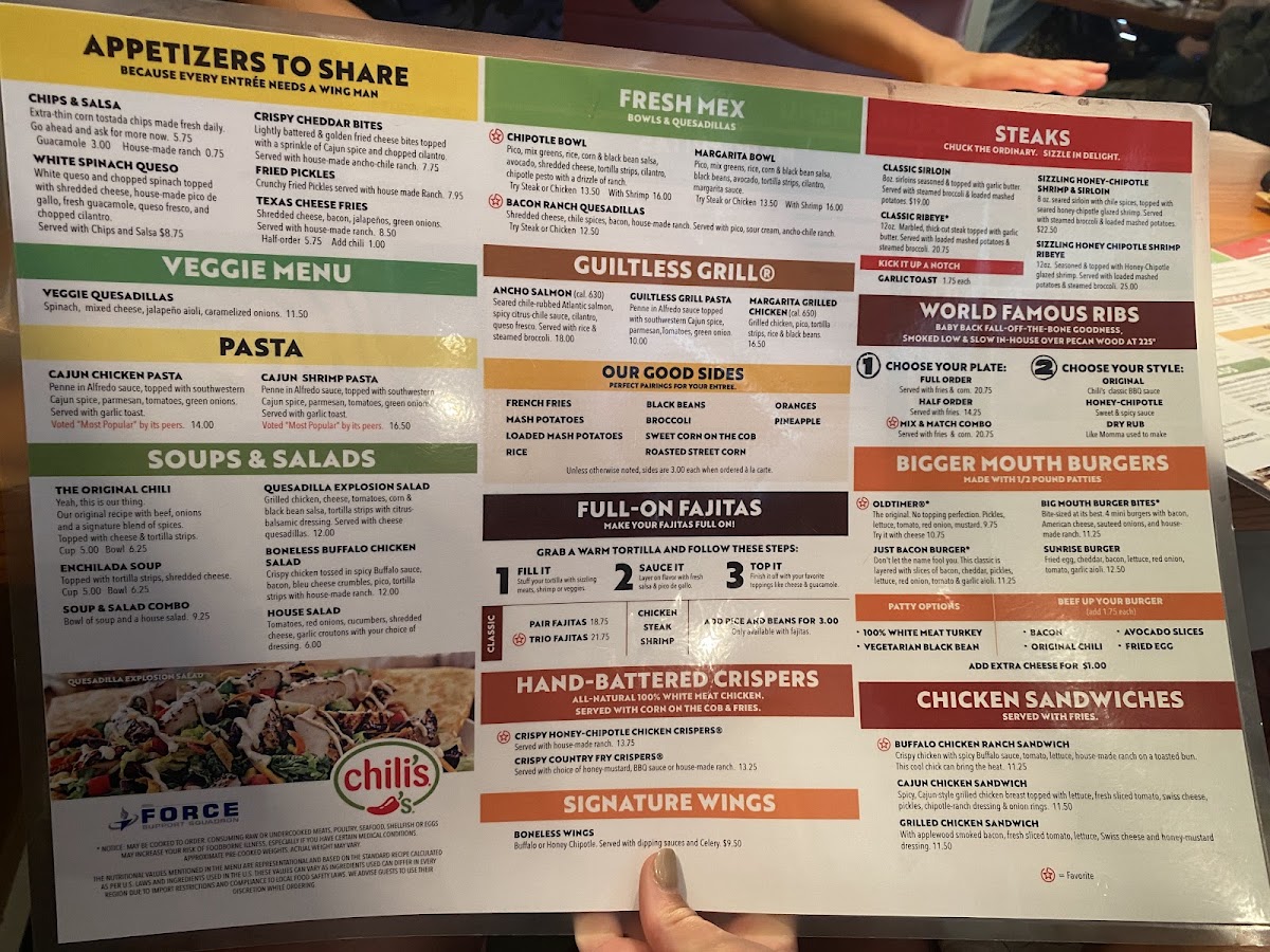 Chili’s (on Military Base) Photo Menu 1