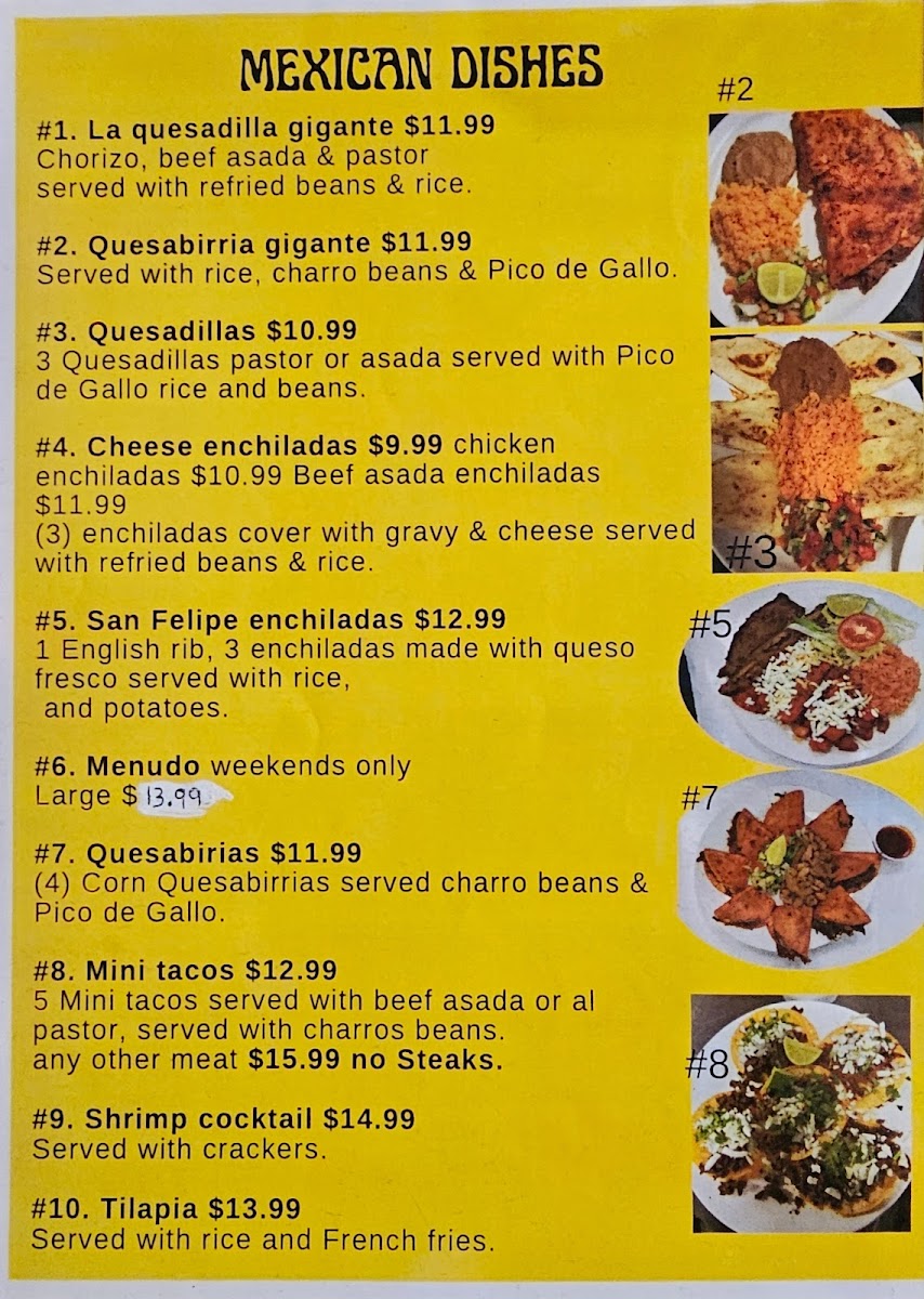 Estrada's Mexican Steak House Photo Menu 2