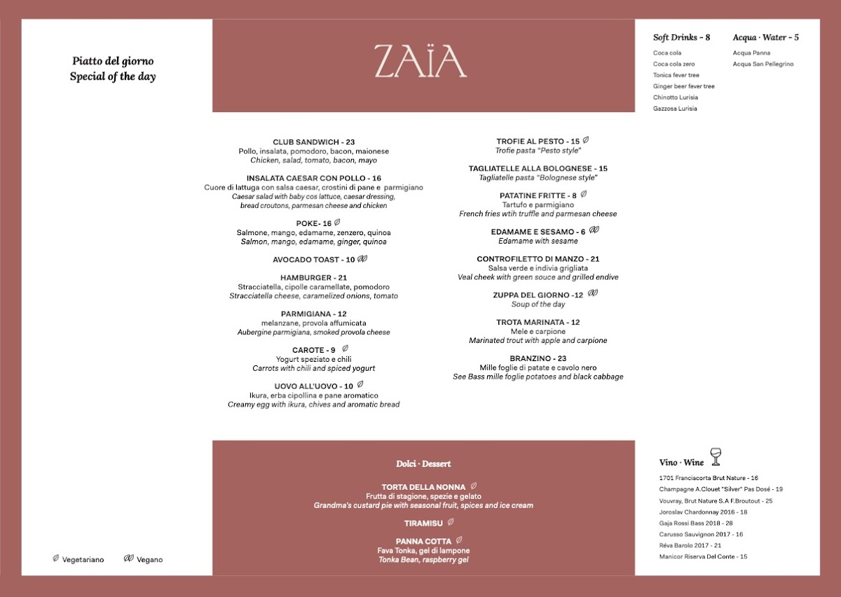 ZAÏA Restaurant Milano Photo Menu 7