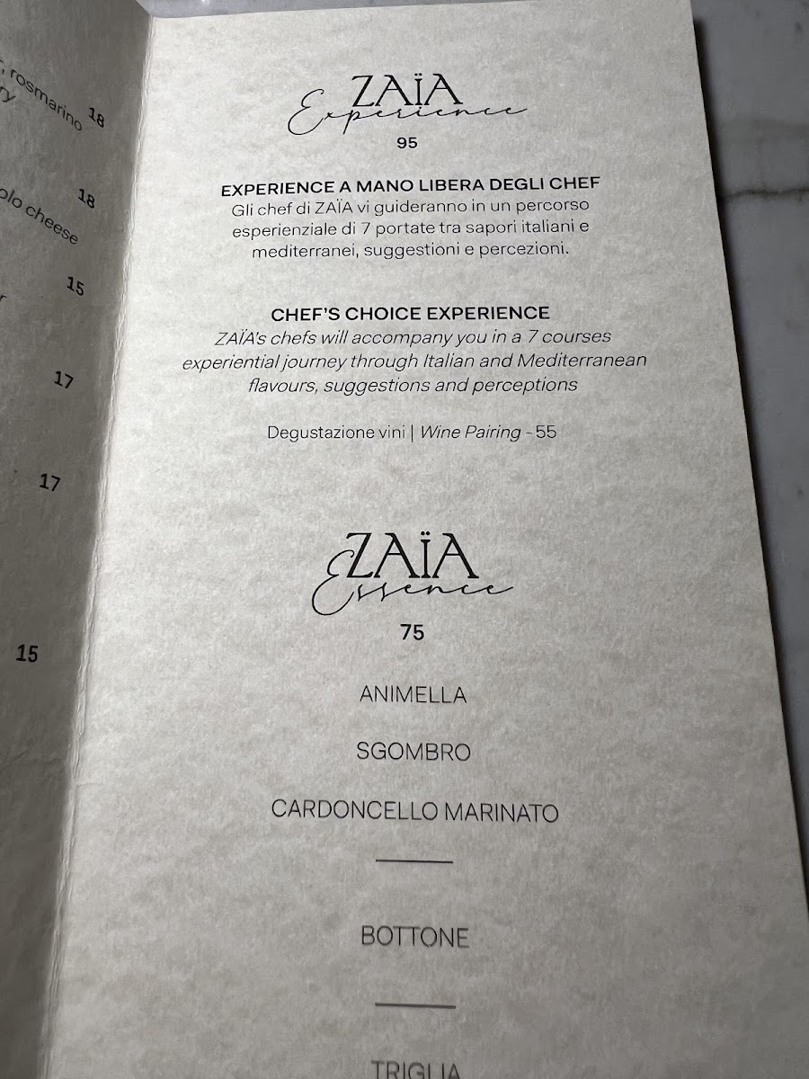 ZAÏA Restaurant Milano Photo Menu 9