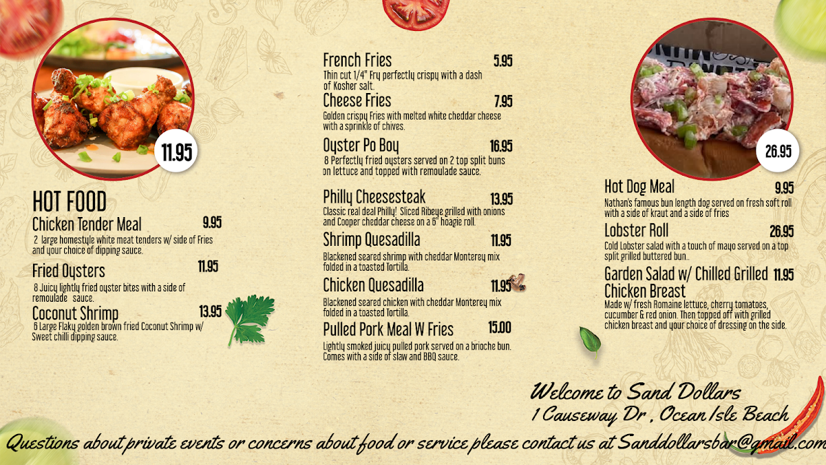 Sand Dollars Bar & Grill Photo Menu 1