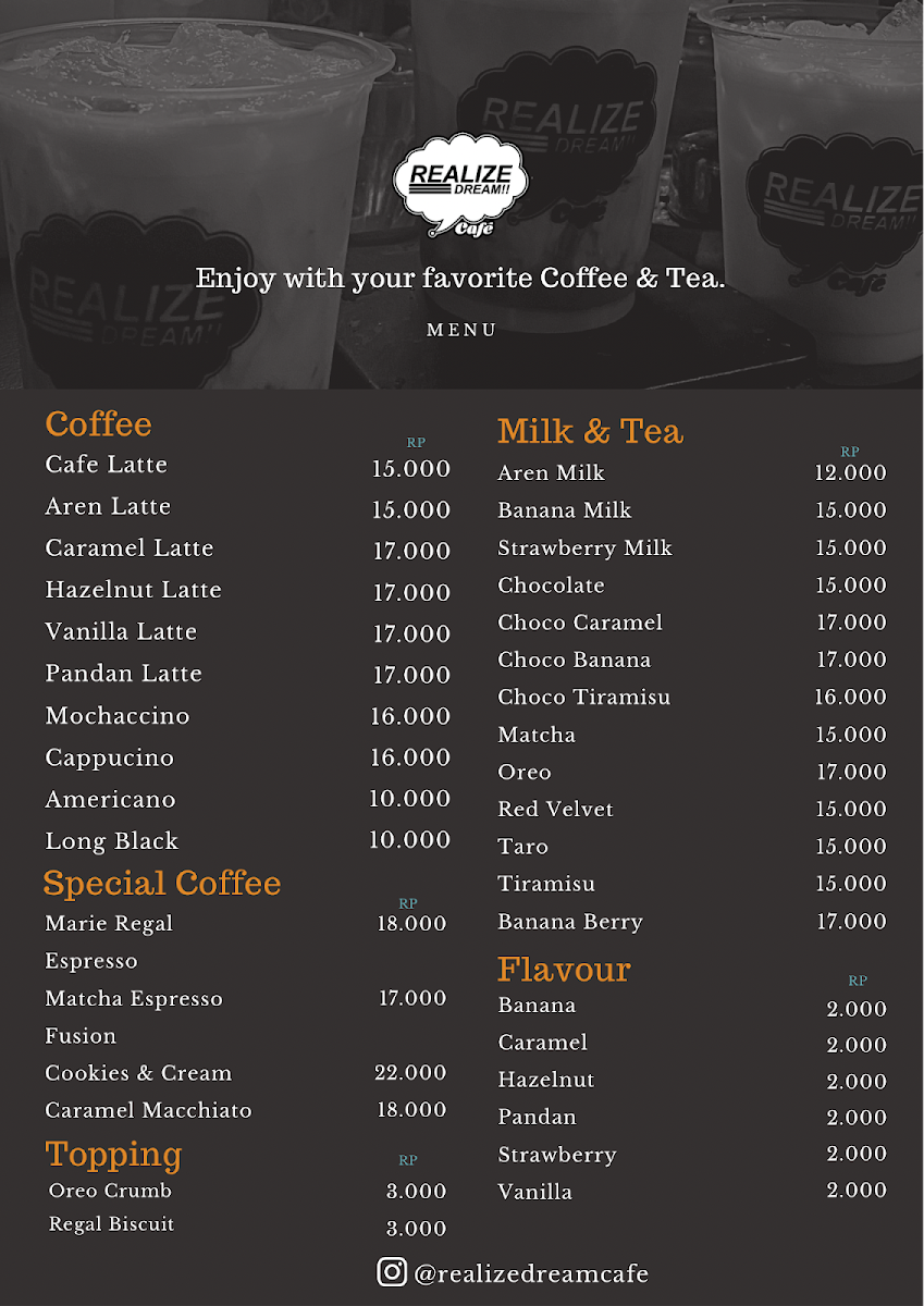 Realize Dream Café Photo Menu 1
