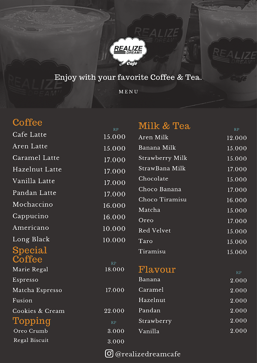 Realize Dream Café Photo Menu 2