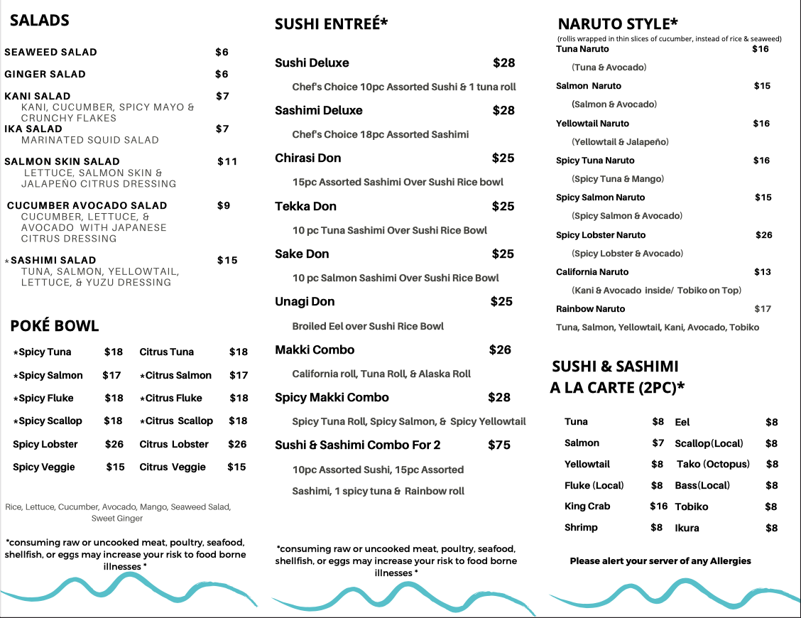 Montauk Seaside House sushi Bar Photo Menu 5