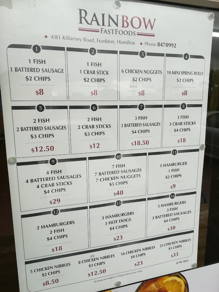 Rainbow Fastfoods Photo Menu 3