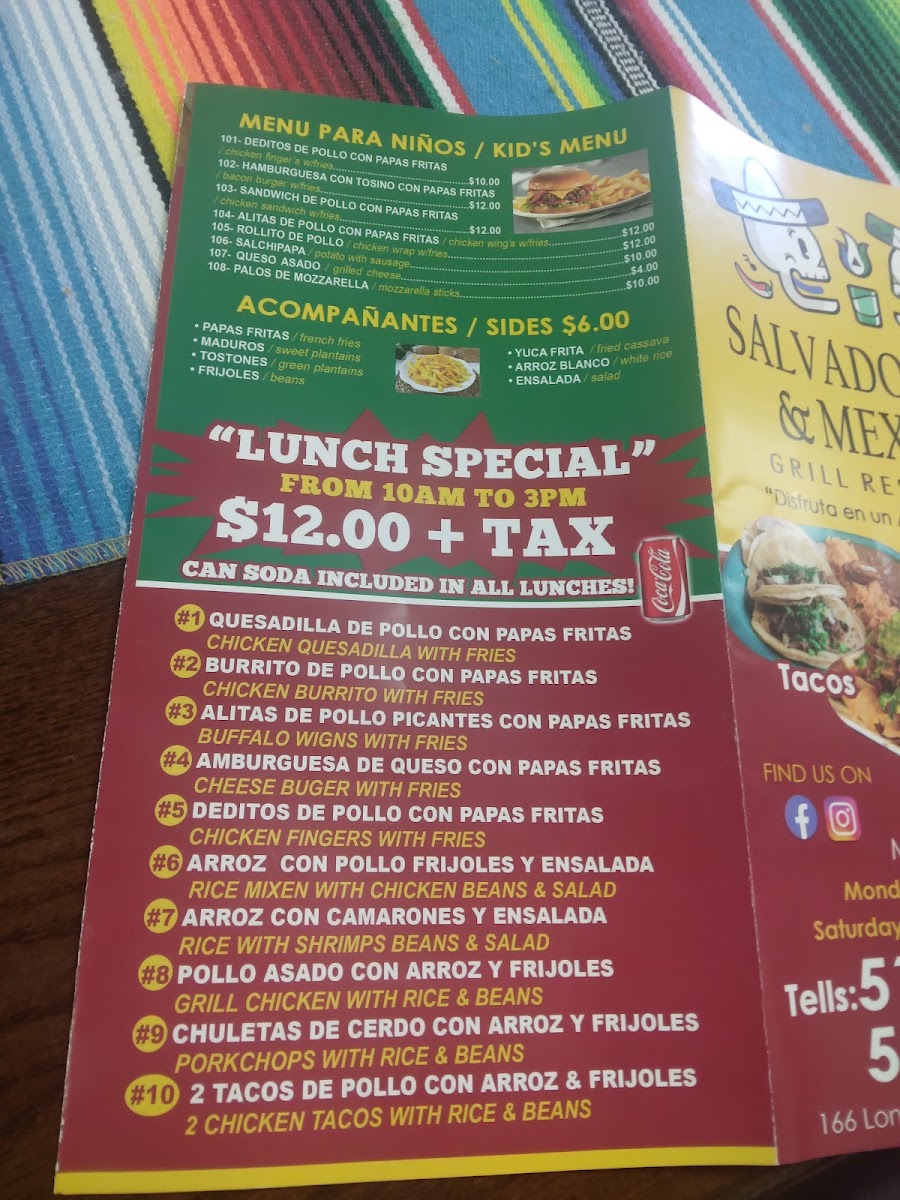 Salvadoreño and mexican grill restaurant Photo Menu 1