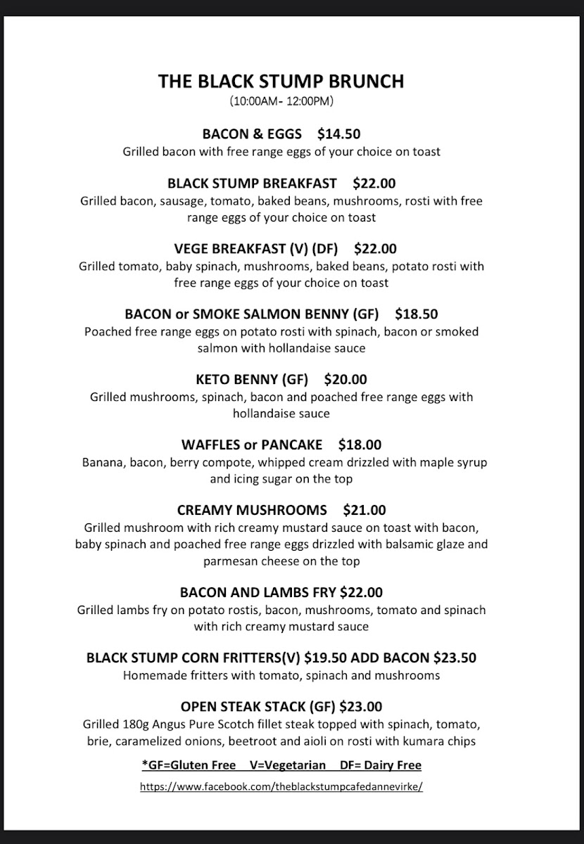 The Black Stump Cafe Photo Menu 2