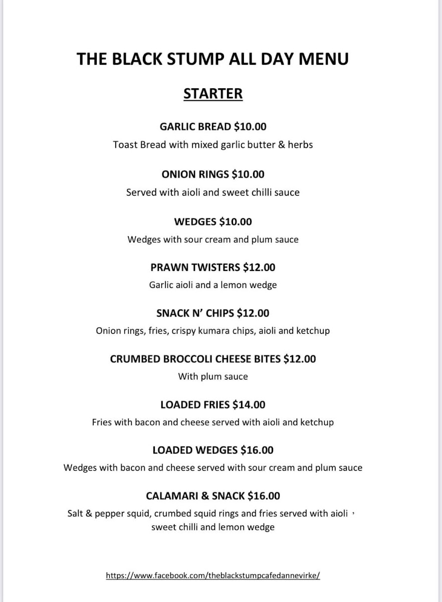 The Black Stump Cafe Photo Menu 3