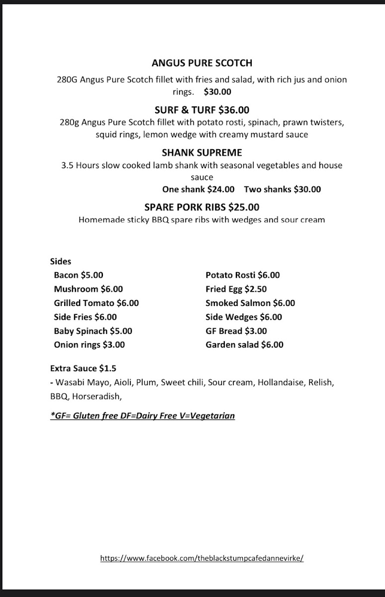 The Black Stump Cafe Photo Menu 4