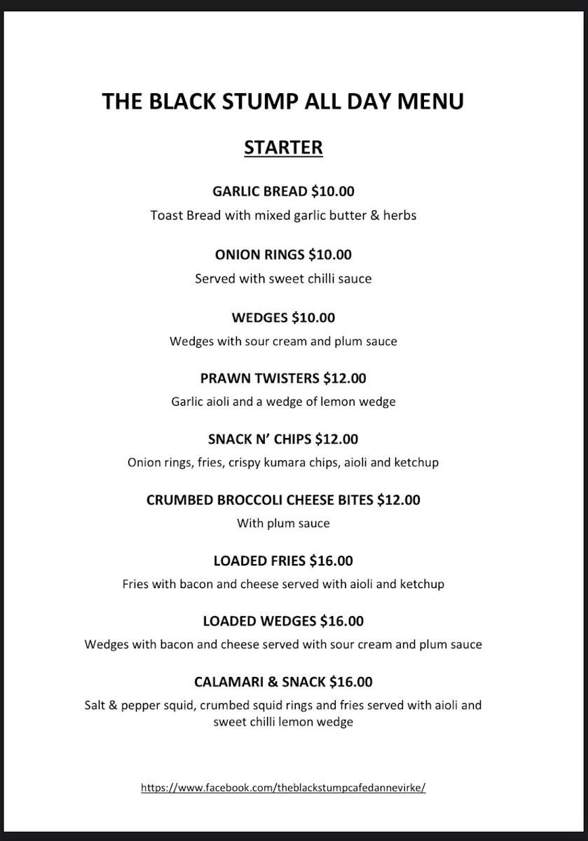 The Black Stump Cafe Photo Menu 5