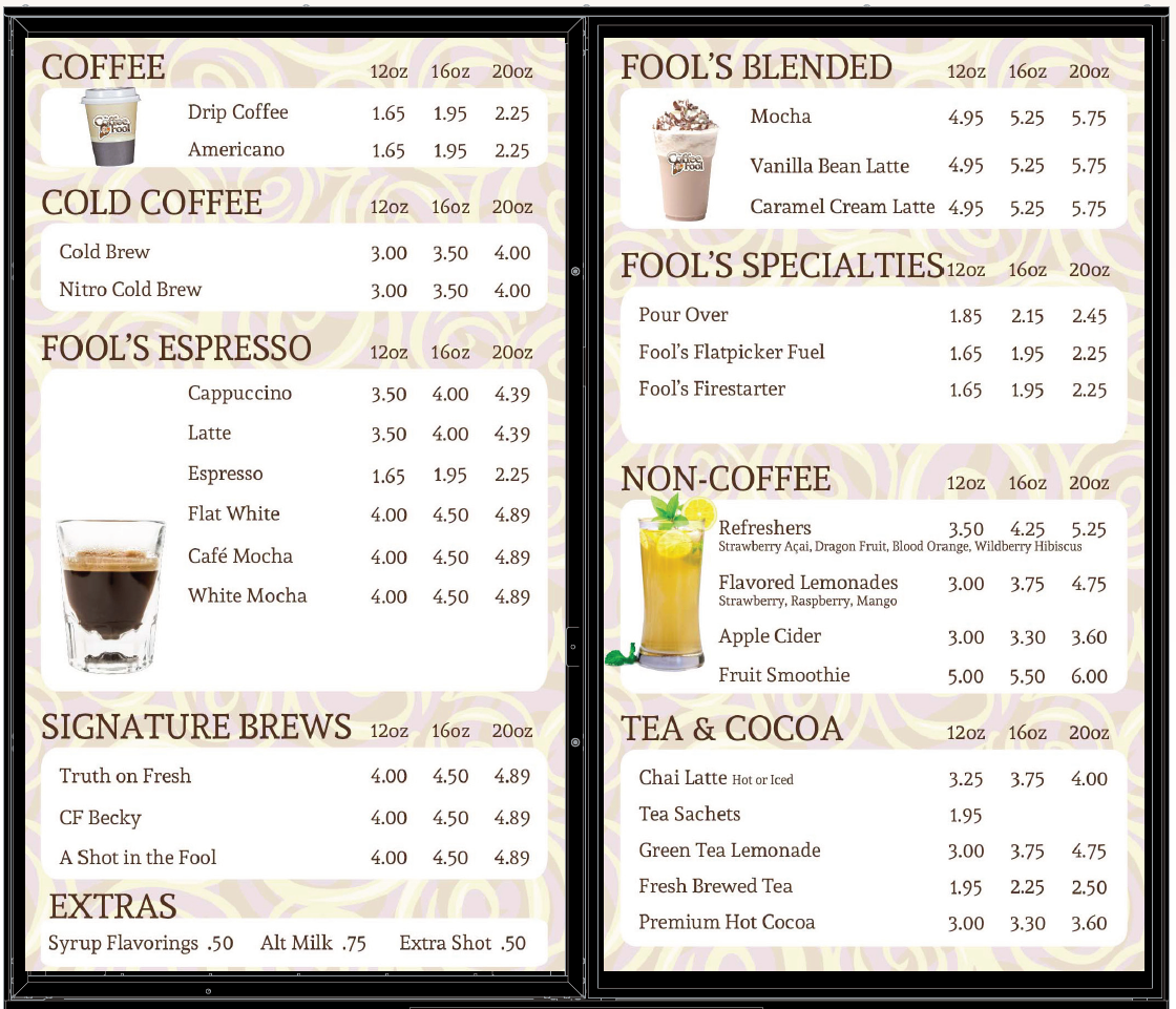 The Coffee Fool - Lonsdale Photo Menu 2