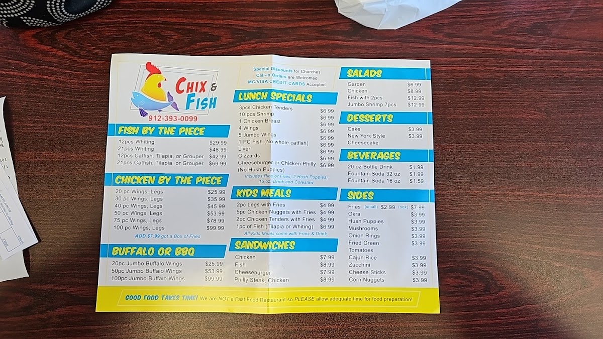 Chix and Fish Photo Menu 2
