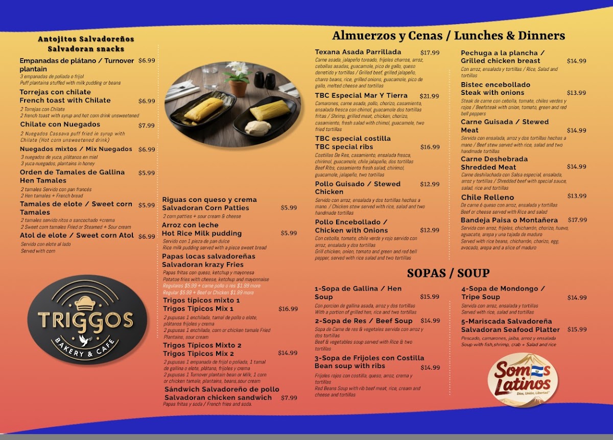 Trigos Bakery & Salvadoran Restaurant Photo Menu 1