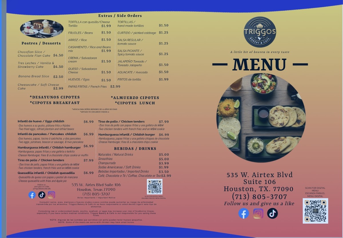 Trigos Bakery & Salvadoran Restaurant Photo Menu 2