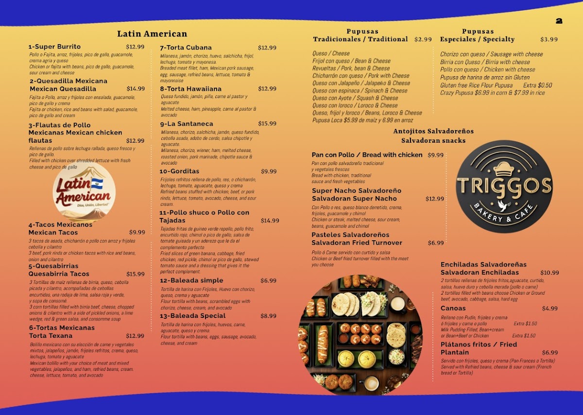 Trigos Bakery & Salvadoran Restaurant Photo Menu 3