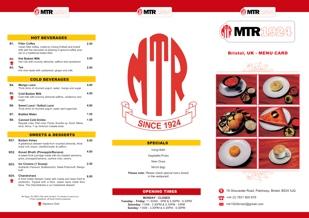 MTR1924 Bristol Photo Menu 1