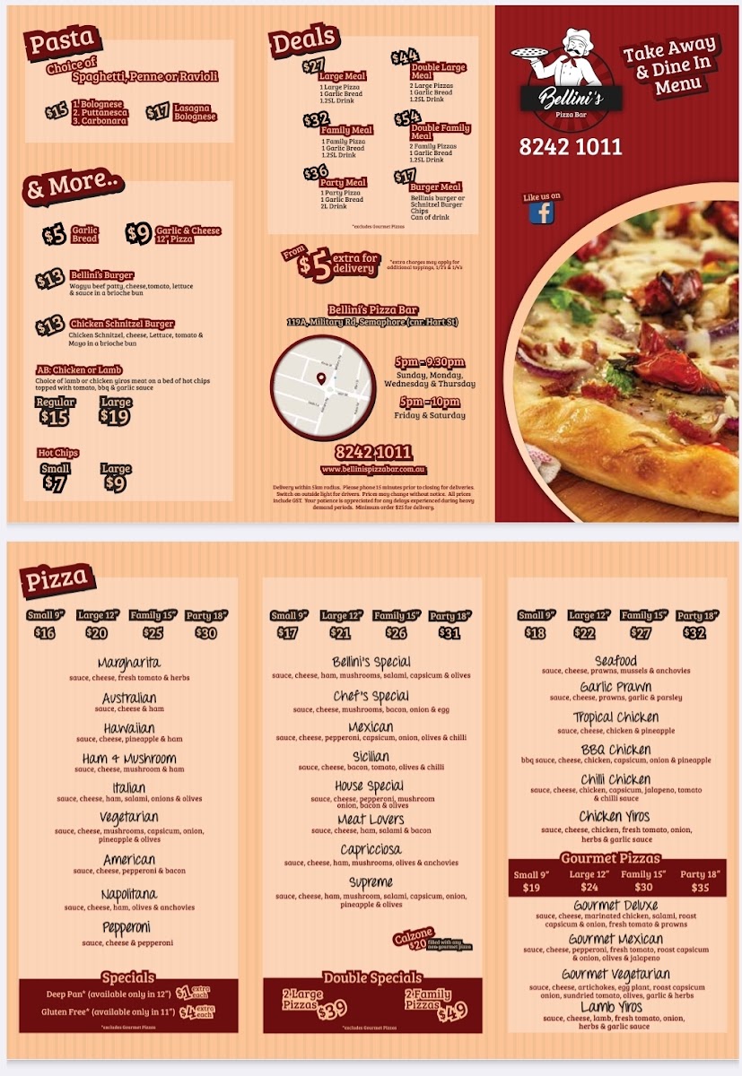 Bellinis Pizza Bar Photo Menu 1