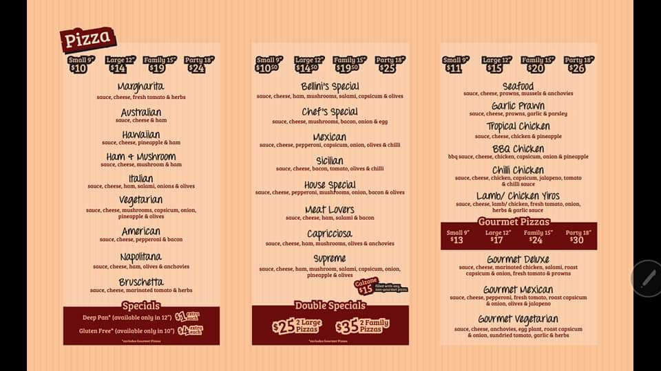 Bellinis Pizza Bar Photo Menu 2
