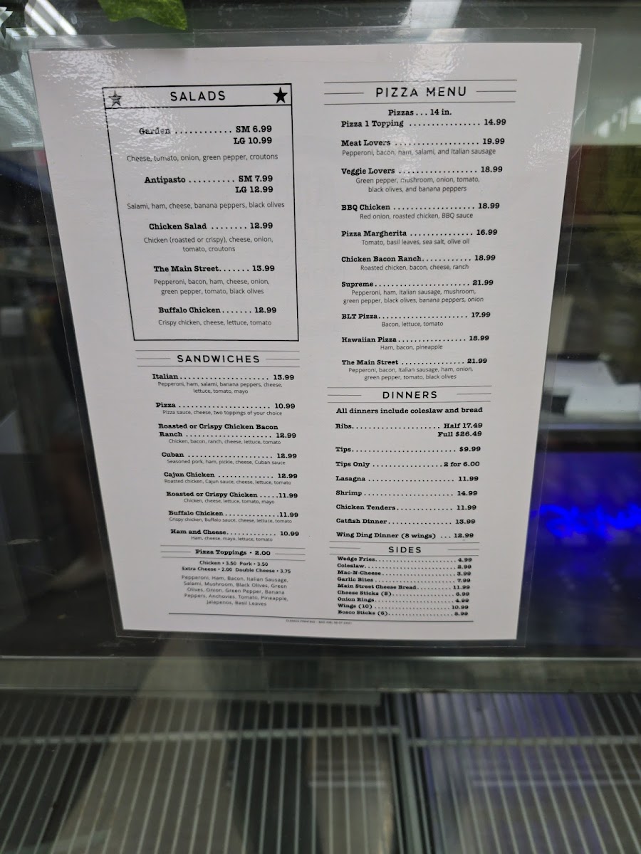 Main Street Pizza and Ribs. Photo Menu 1