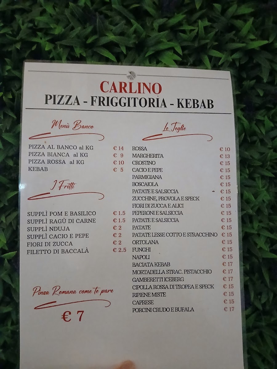 Carlino Pizzeria - Friggitoria - Kebab Photo Menu 1