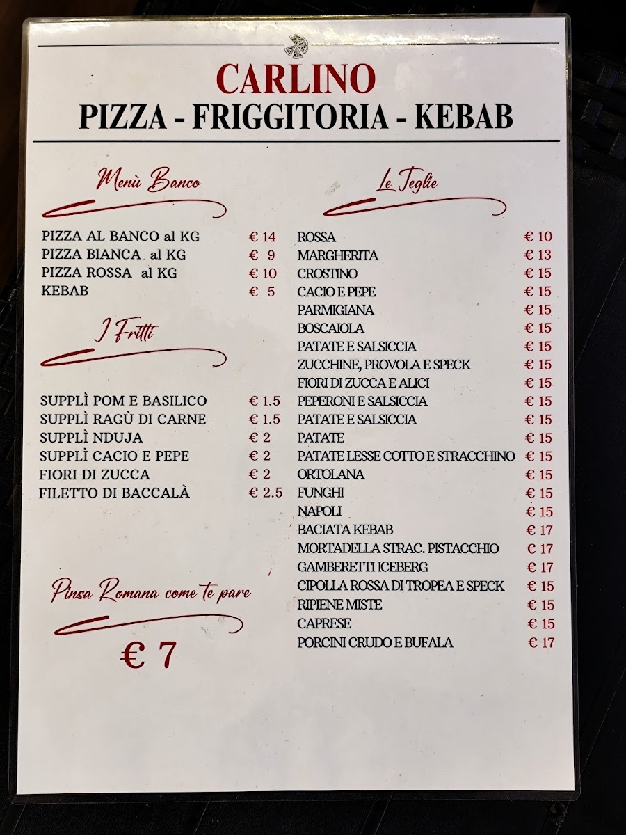 Carlino Pizzeria - Friggitoria - Kebab Photo Menu 2