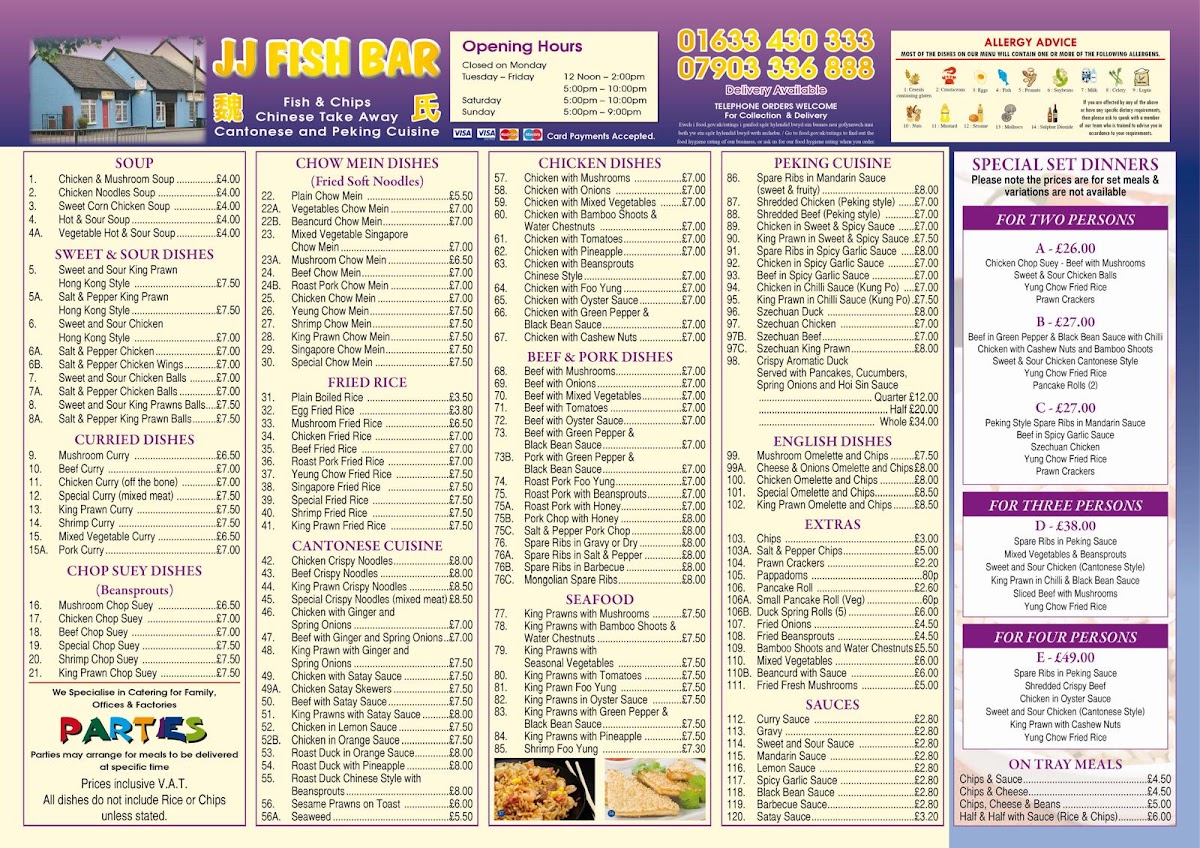 J J's Fish Bar and Chinese take-away Photo Menu 1