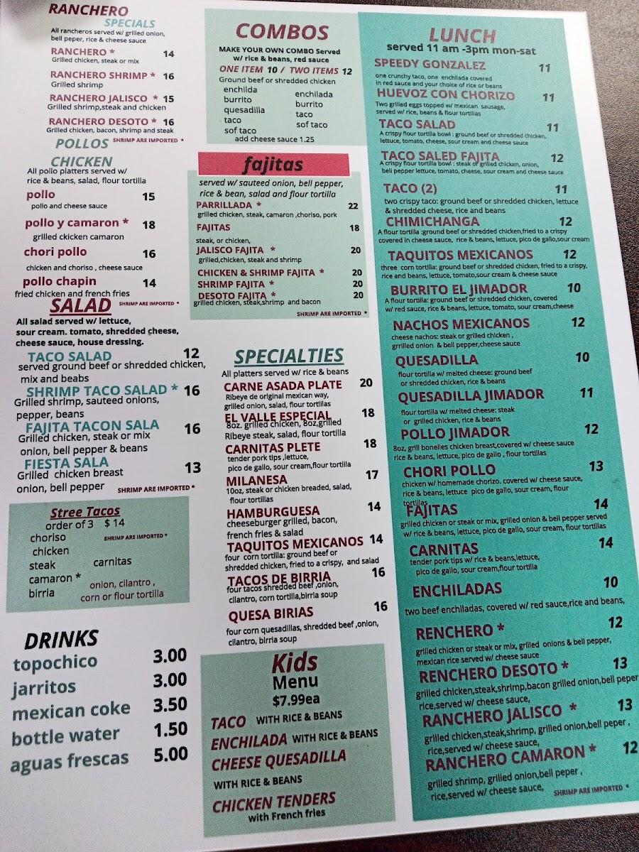 Ranchero mexican food Photo Menu 1