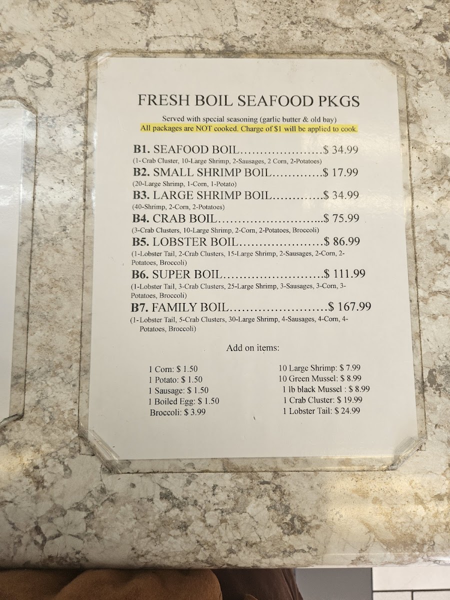 Washington Seafood Market Photo Menu 1