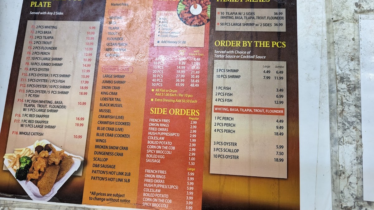 Washington Seafood Market Photo Menu 2