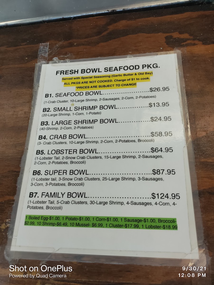 Washington Seafood Market Photo Menu 5