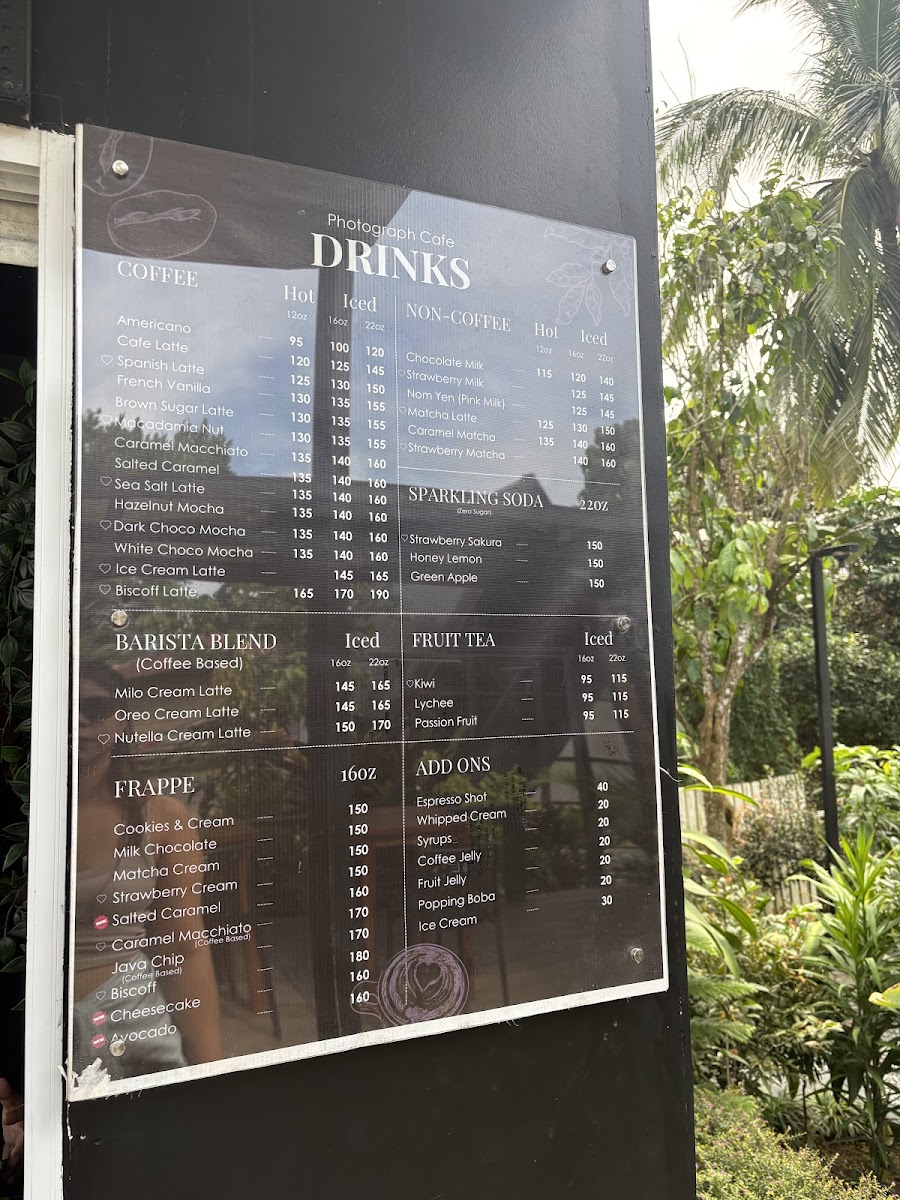Photograph Cafe Photo Menu 1